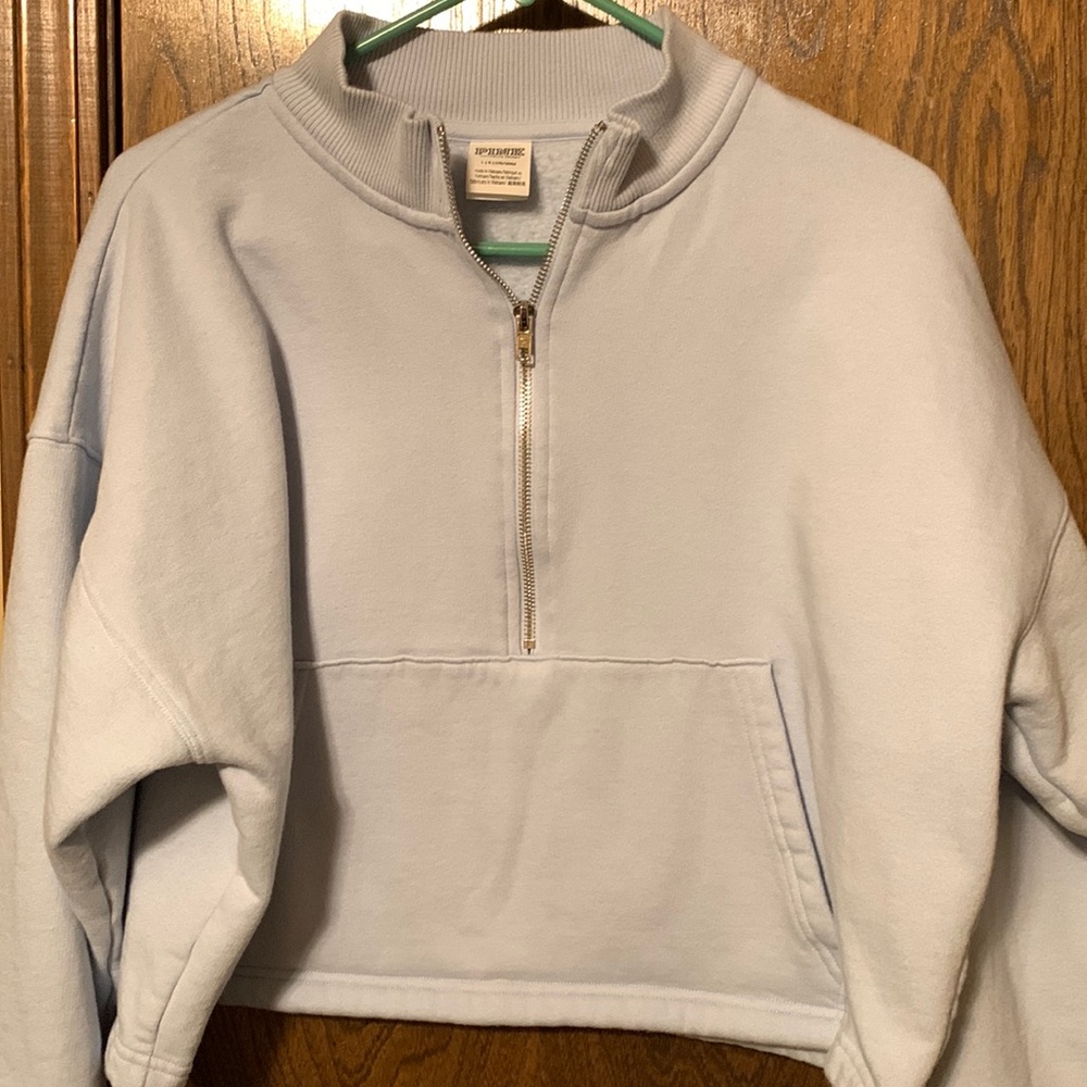 PINK Victoria's Secret Light Blue Half-Zip Sweatshirt - Picture 5 of 8